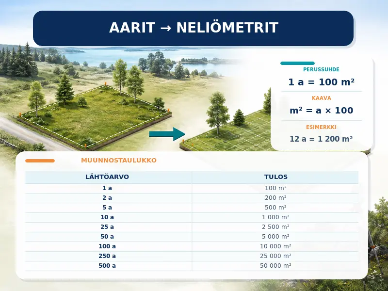 Aarit neliömetreiksi
