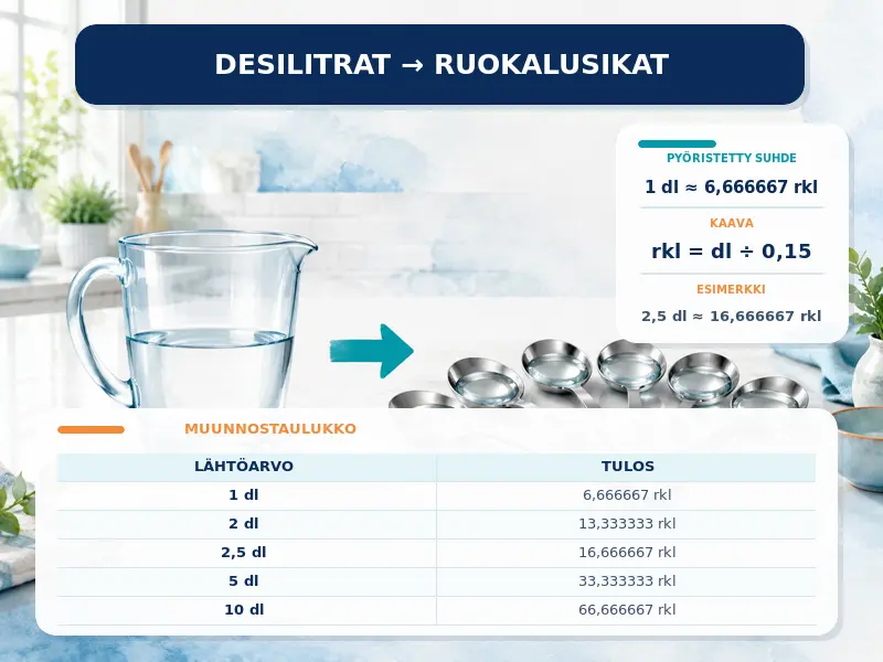 Desilitrat ruokalusikoiksi