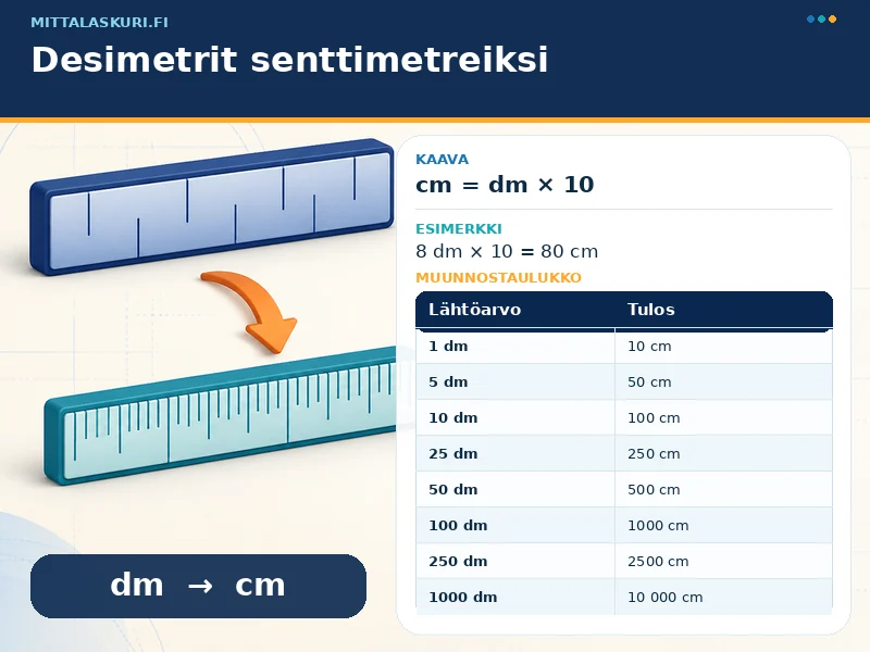 Desimetrit senttimetreiksi