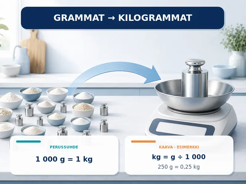 Grammat kilogrammoiksi