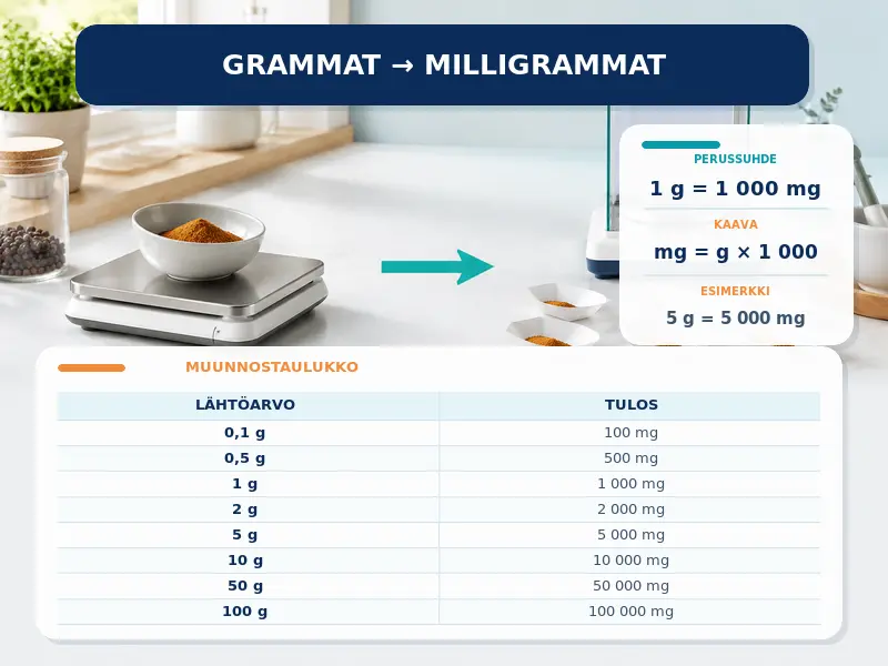 Grammat milligrammoiksi