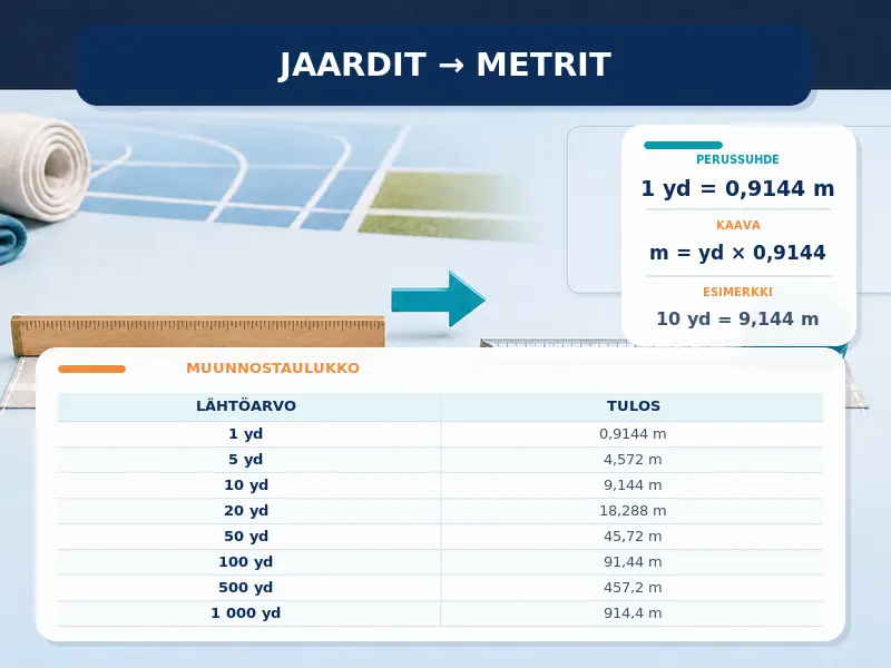 Jaardit metreiksi