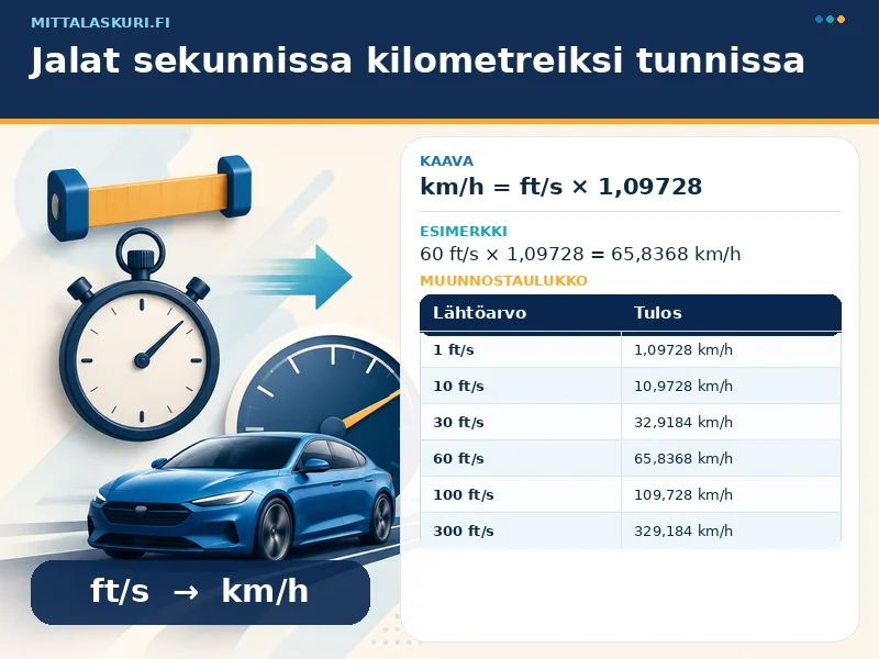 Jalat sekunnissa kilometreiksi tunnissa
