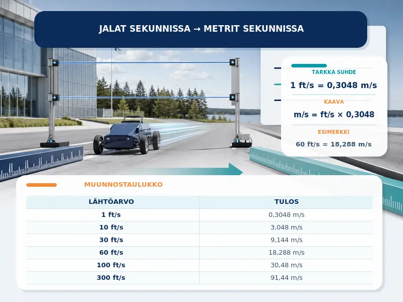 Jalat sekunnissa metreiksi sekunnissa