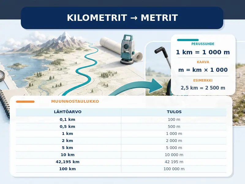 Kilometrit metreiksi