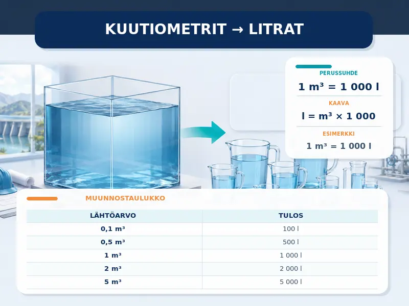 Kuutiometrit litroiksi