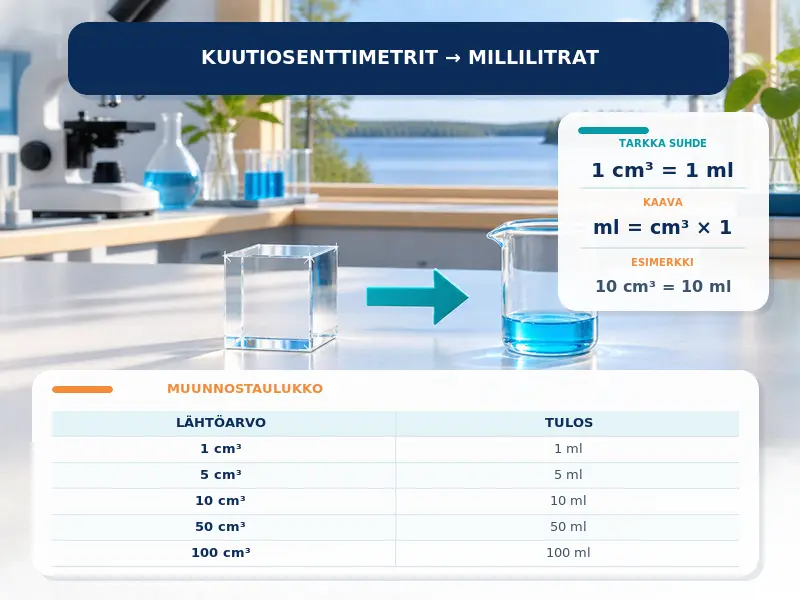 Kuutiosenttimetrit millilitroiksi