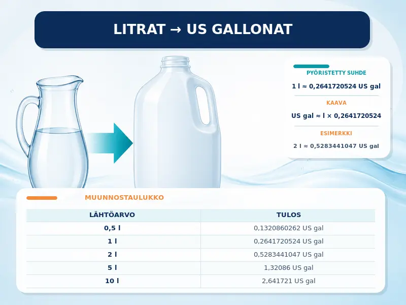 Litrat US gallonoiksi