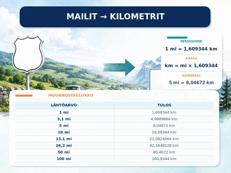 Mailit kilometreiksi