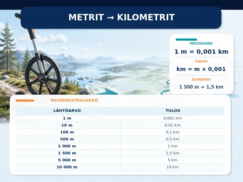 Metrit kilometreiksi