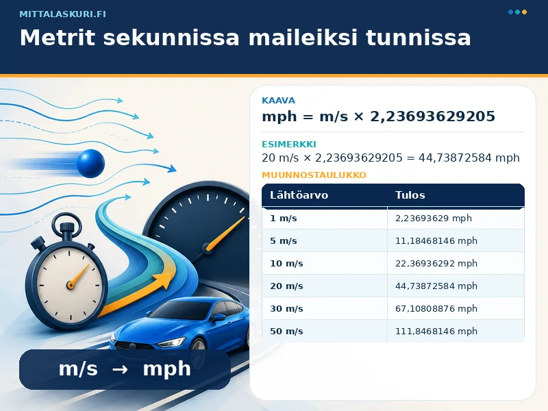 Metrit sekunnissa maileiksi tunnissa