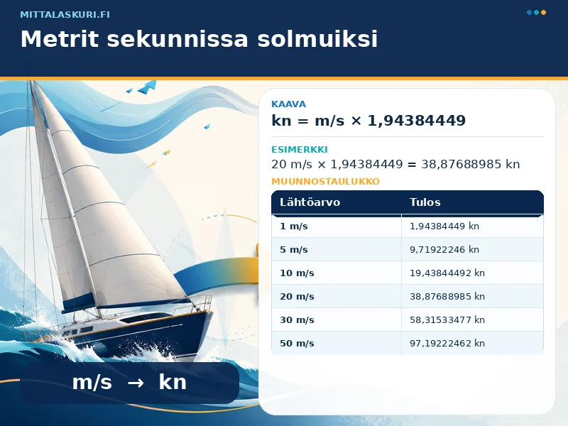 Metrit sekunnissa solmuiksi