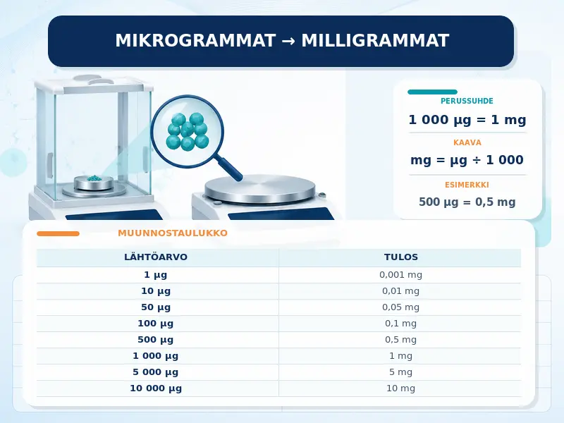 Mikrogrammat milligrammoiksi