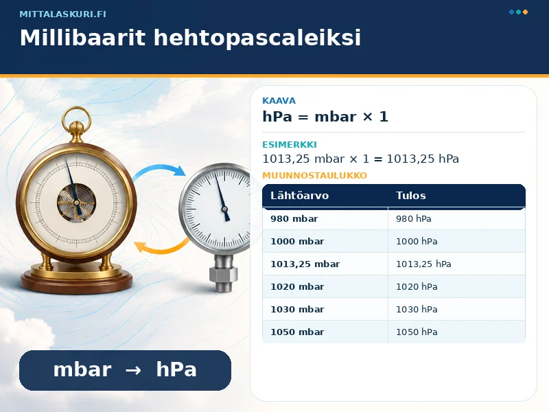 Millibaarit hehtopascaleiksi