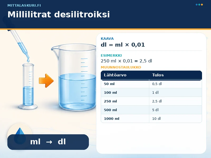Millilitrat desilitroiksi