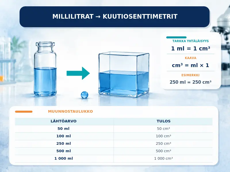 Millilitrat kuutiosenttimetreiksi