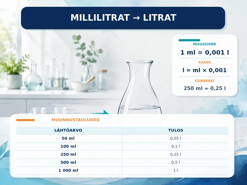 Millilitrat litroiksi