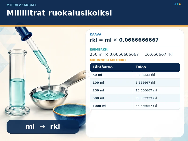 Millilitrat ruokalusikoiksi