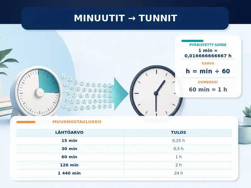 Minuutit tunneiksi