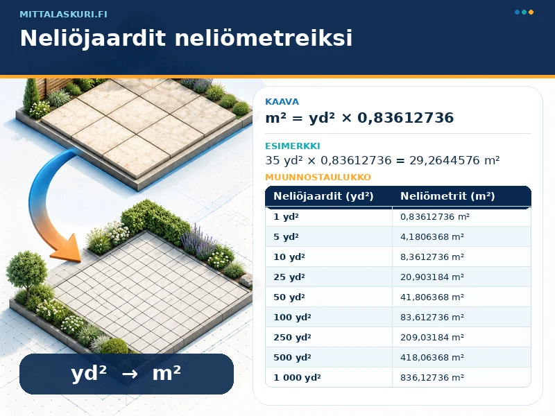 Neliöjaardit neliömetreiksi