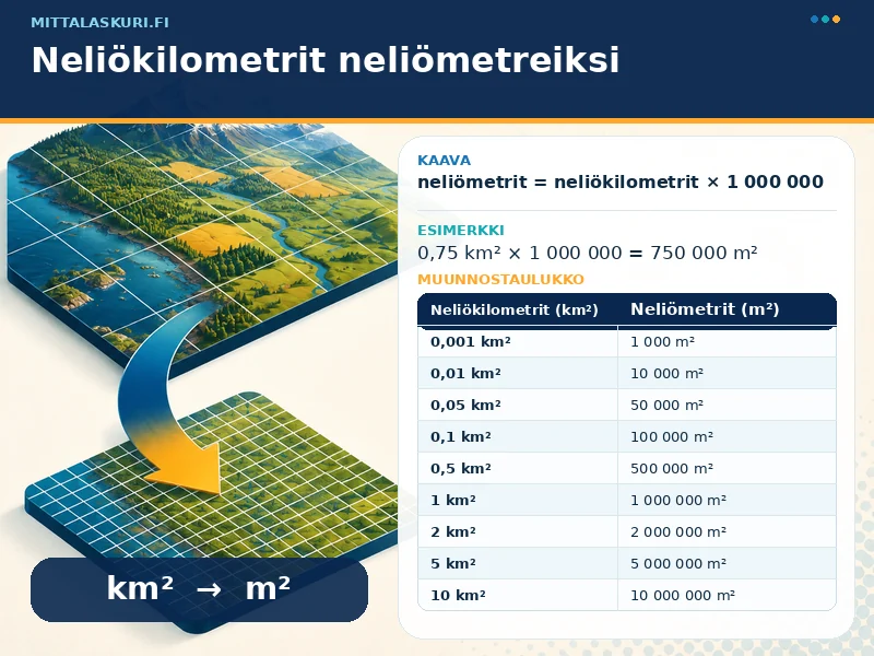 Neliökilometrit neliömetreiksi
