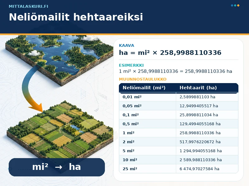 Neliömailit hehtaareiksi