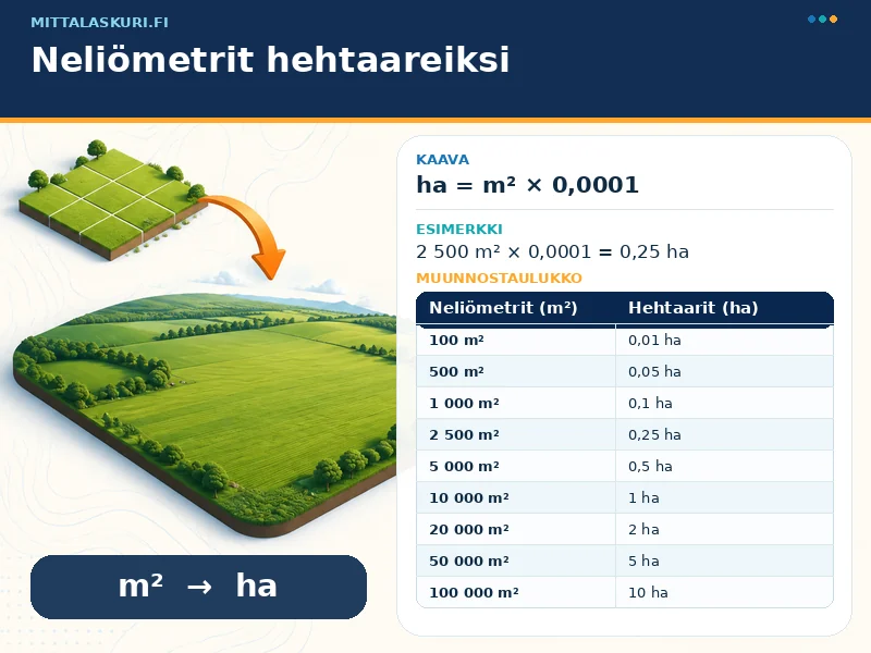 Neliömetrit hehtaareiksi