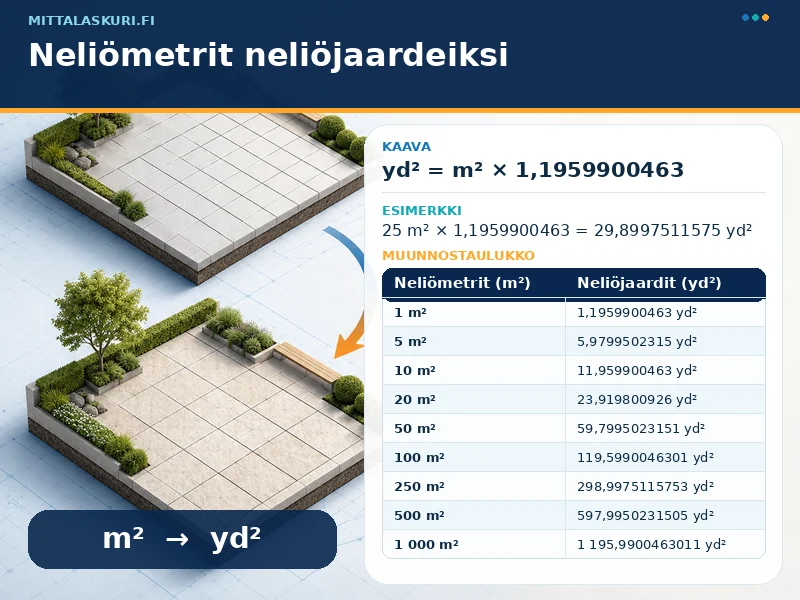 Neliömetrit neliöjaardeiksi