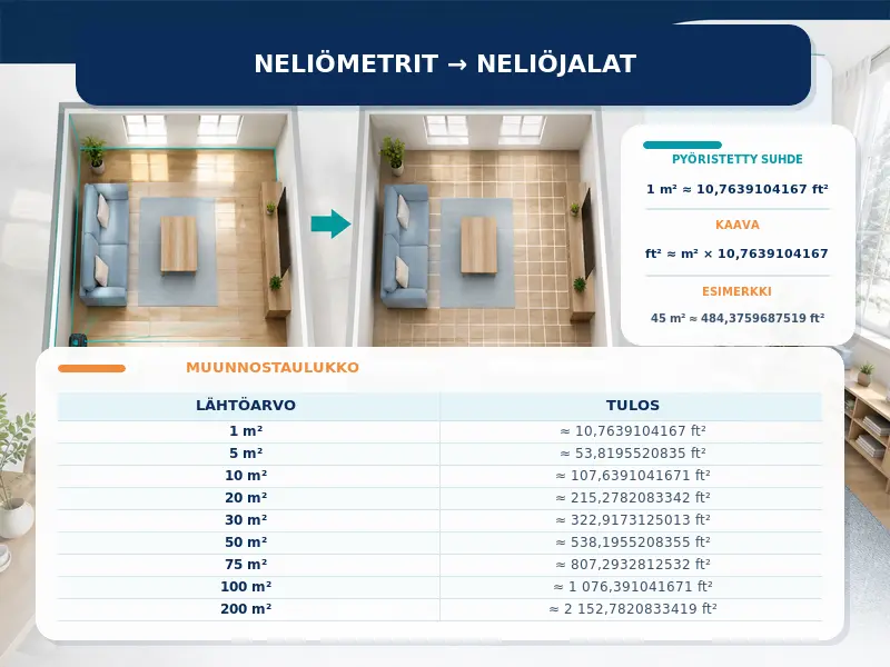 Neliömetrit neliöjaloiksi