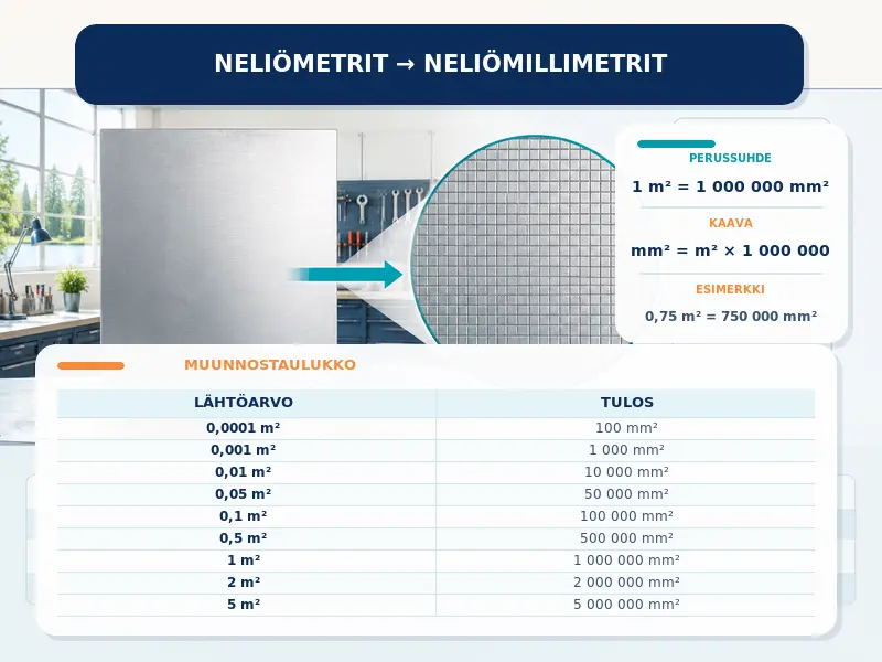 Neliömetrit neliömillimetreiksi