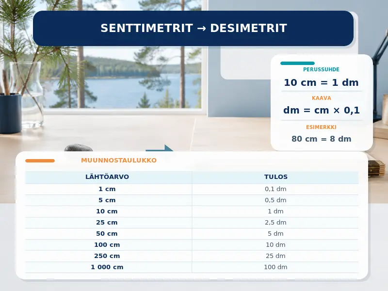 Senttimetrit desimetreiksi