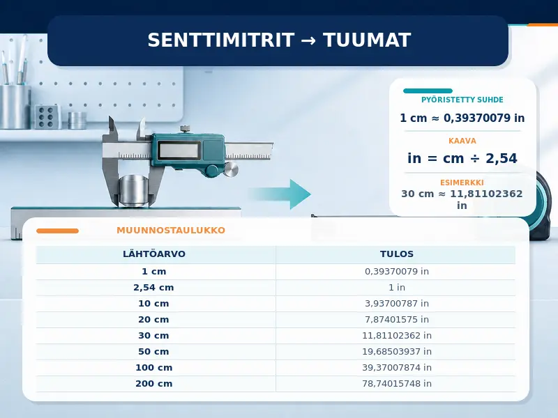 Senttimetrit tuumiksi