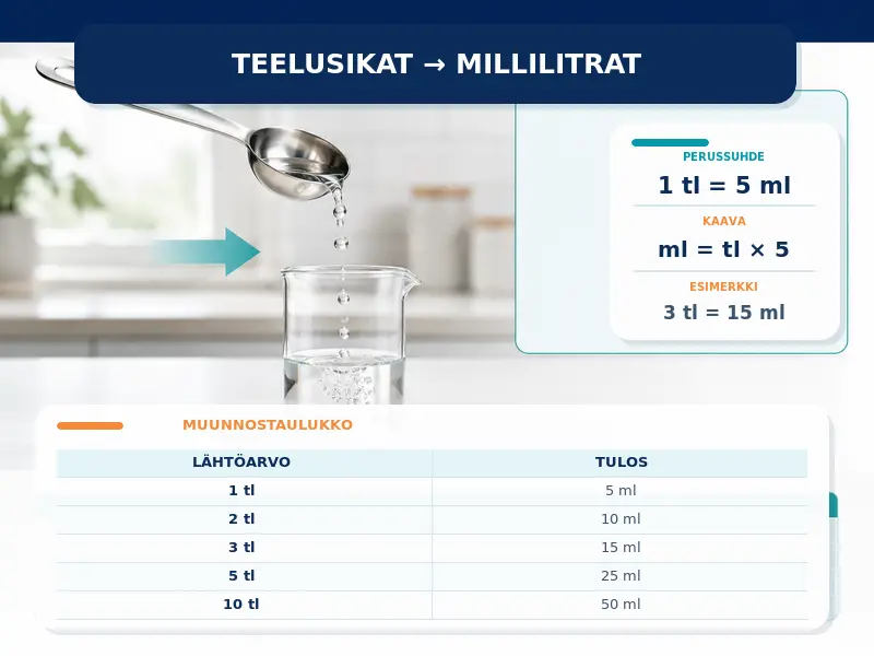 Teelusikat millilitroiksi