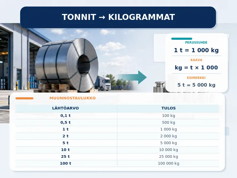 Tonnit kilogrammoiksi